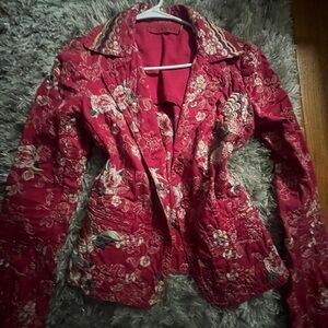 JOHNNY WAS reddish pink flower blazer